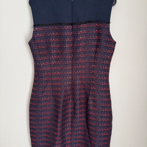 ST. JOHN Sleeveless Tweed Sheath Dress - Blue Red Work Career Cocktail 10 - Picture 10 of 16
